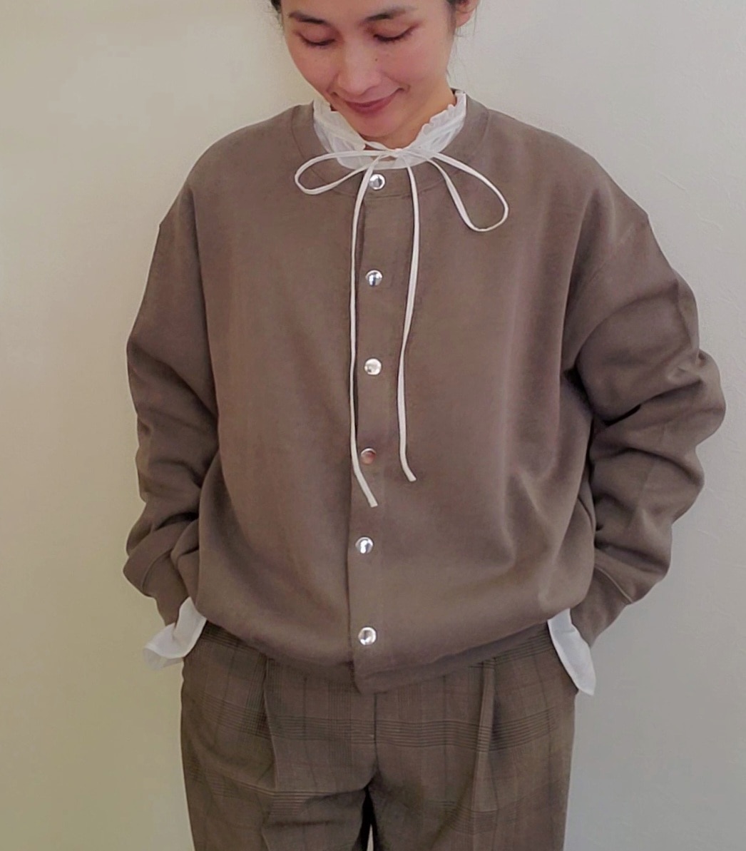 【ブラウス合わせ】SLOBE IENA ダブルフェイスジャージースナップカーディガン