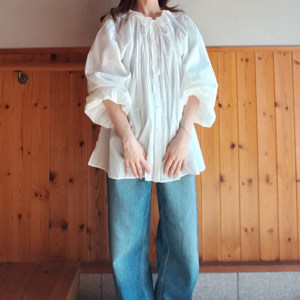 studioCLIP ブラウス ユニクロ バギーカーブジーンズ