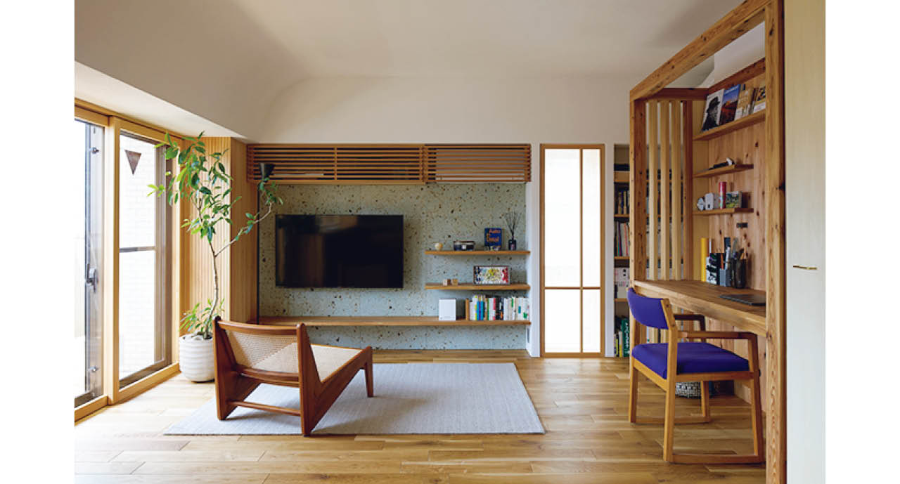 水回り以外に扉を設けず家全体を大きな回遊動線に