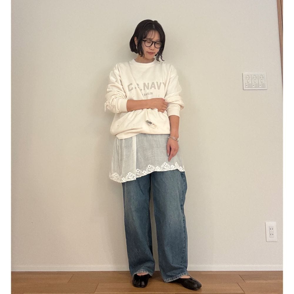 コーデ　スウェット　キャミソール