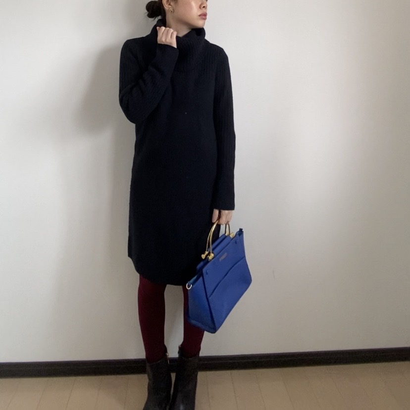 ニットワンピース　ユニクロ　タートルネック