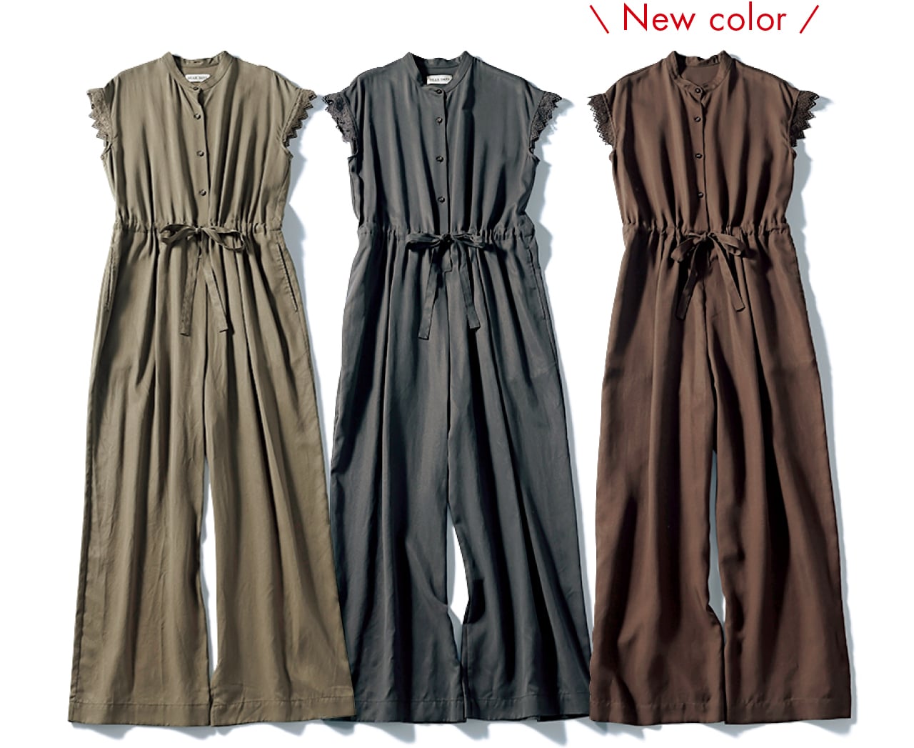 12closet(トゥエルブクローゼット)【洗える】【DEAR DAYS】繊細レーススリーブの落ち感オールインワン