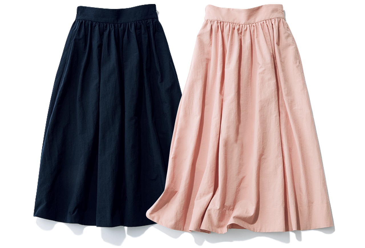 20th Anniv. LEE限定 12closet（トゥエルブクローゼット）【洗える】【シワになりにくい】【撥水】【福田麻琴さんコラボ】タックボリュームスカート