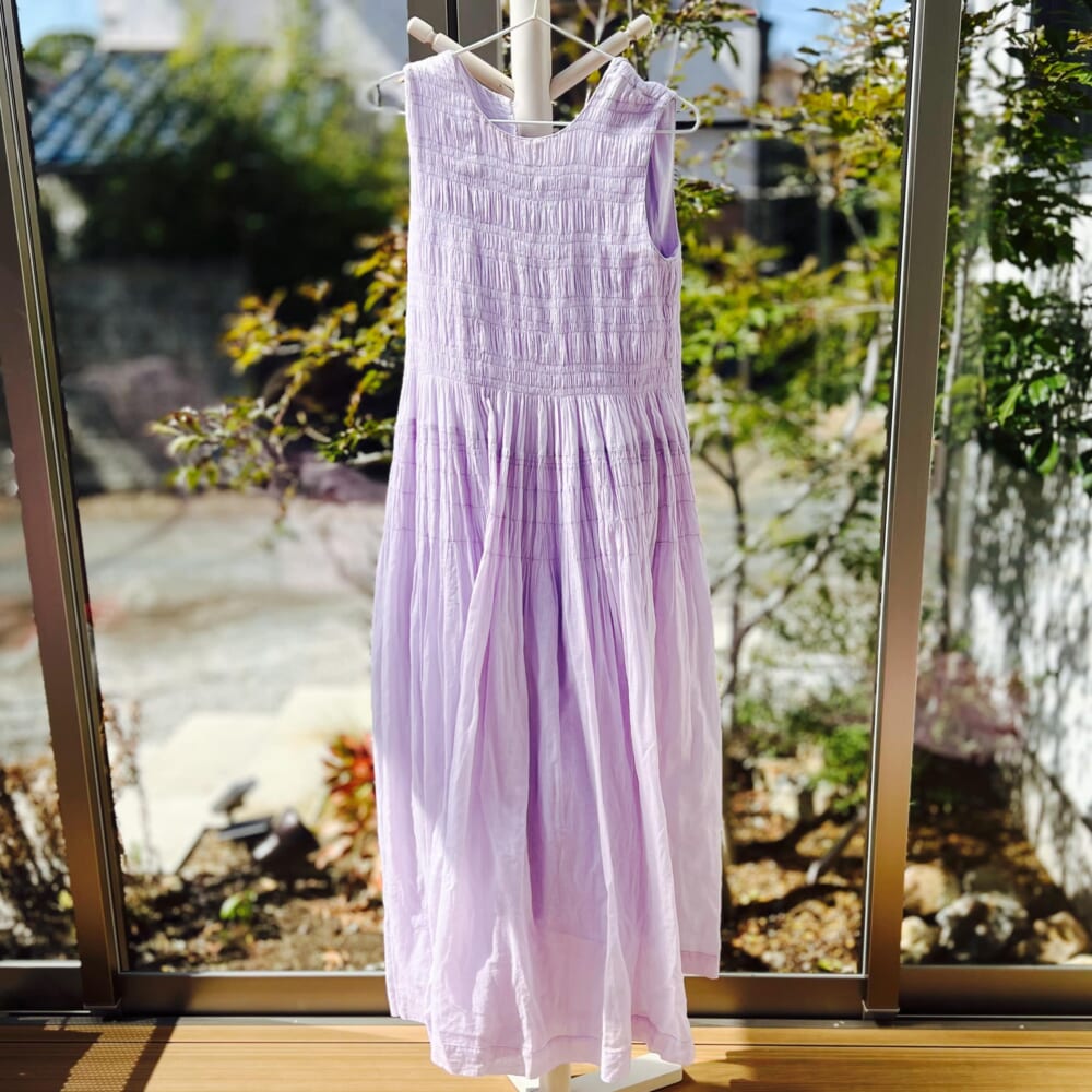 ne Quittez pas コットンボイル シャーリングノースリーブドレス