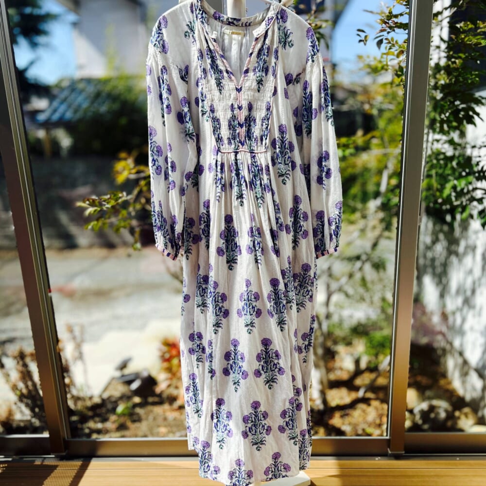 ne Quittez pas　コットンJQマリーゴールドプリントシャーリングドレス