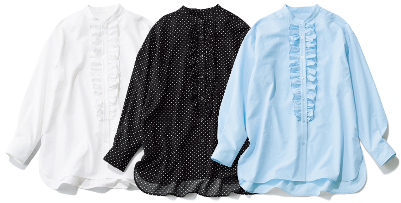 20th Anniv. LEE限定 12closet（トゥエルブクローゼット）【洗える】【接触冷感】【福田麻琴さんコラボ】フロントフリルブラウス