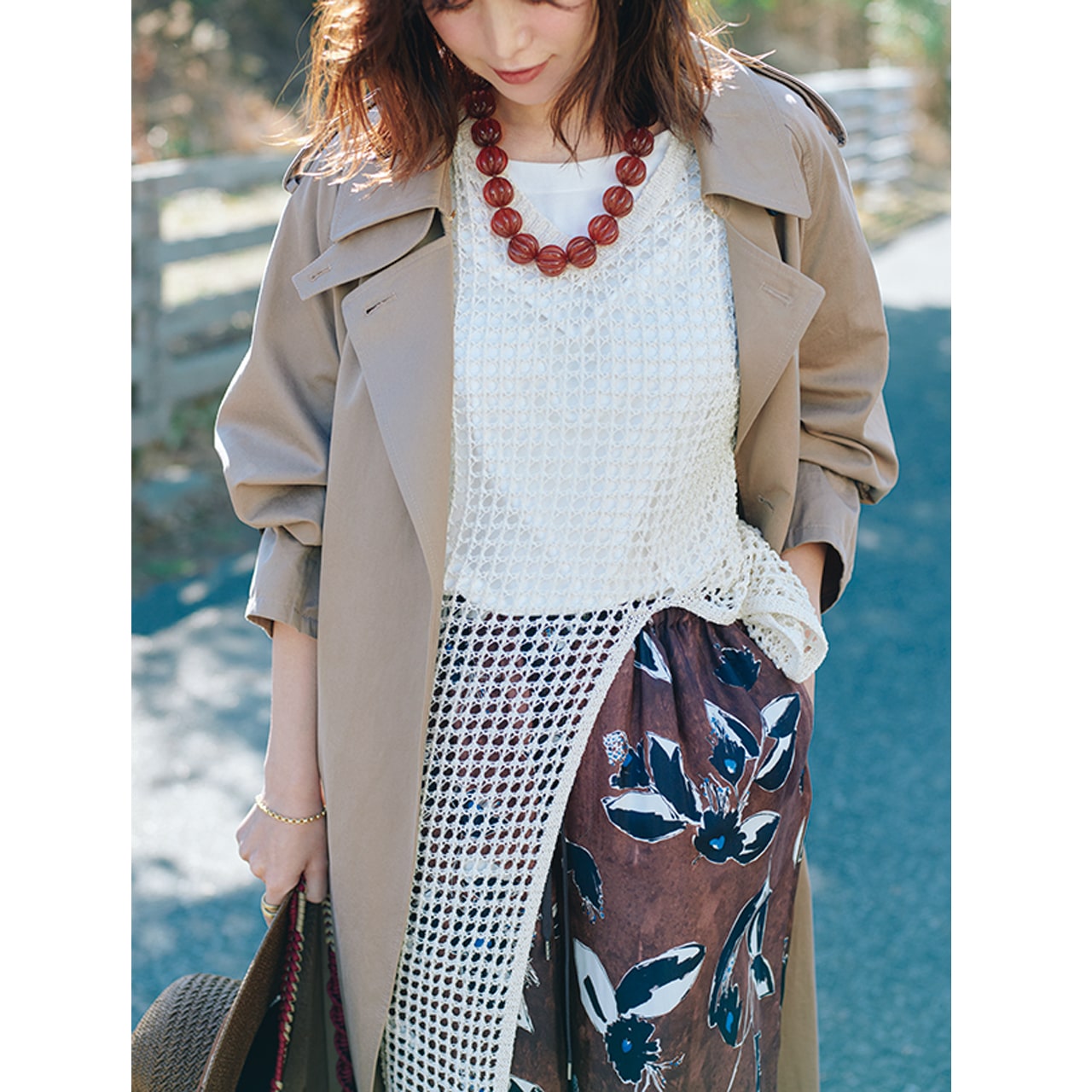 蛯原友里さん 素材をミックスしてメリハリよく