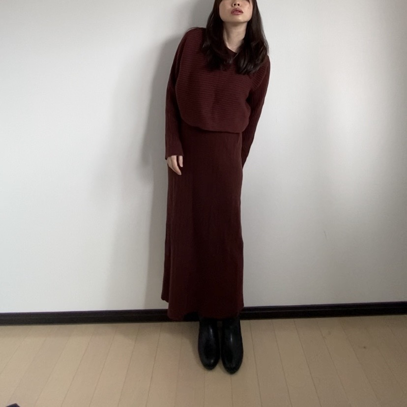 ニット　ワンピ　コーデ　