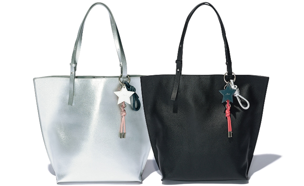 12closet（トゥエルブクローゼット）【軽量】チャーム付き床革トートバッグ