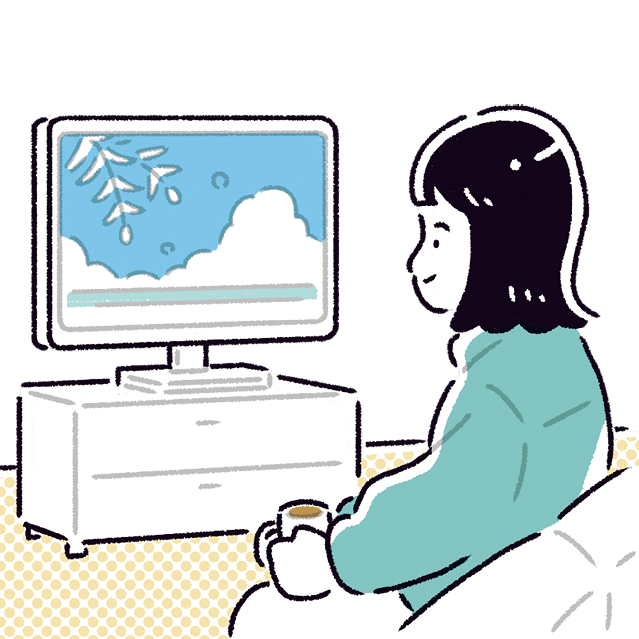 動画を子どもに見せるとき、スマホとテレビの大画面どちらで見せるべき？イメージイラスト