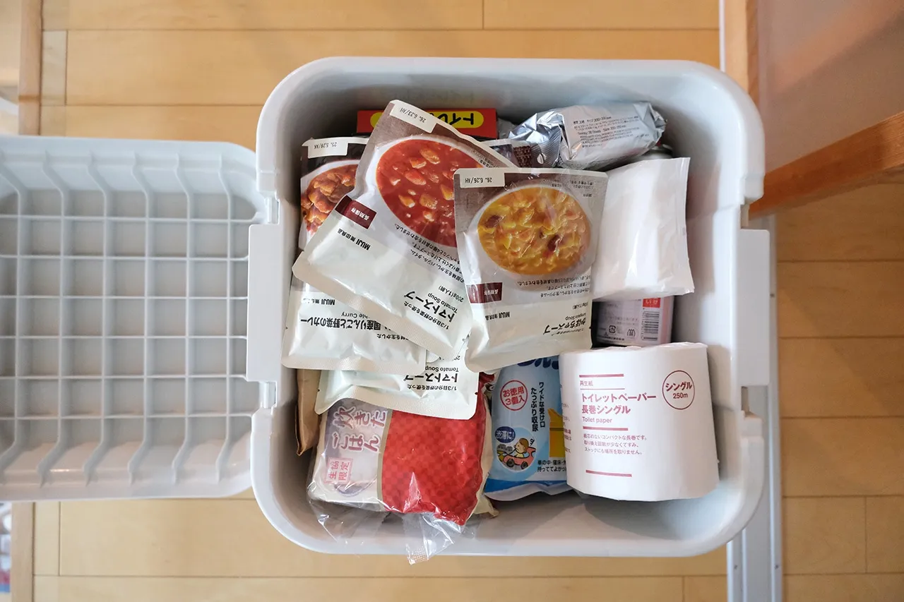 無印良品で揃えた災害用備蓄ボックス