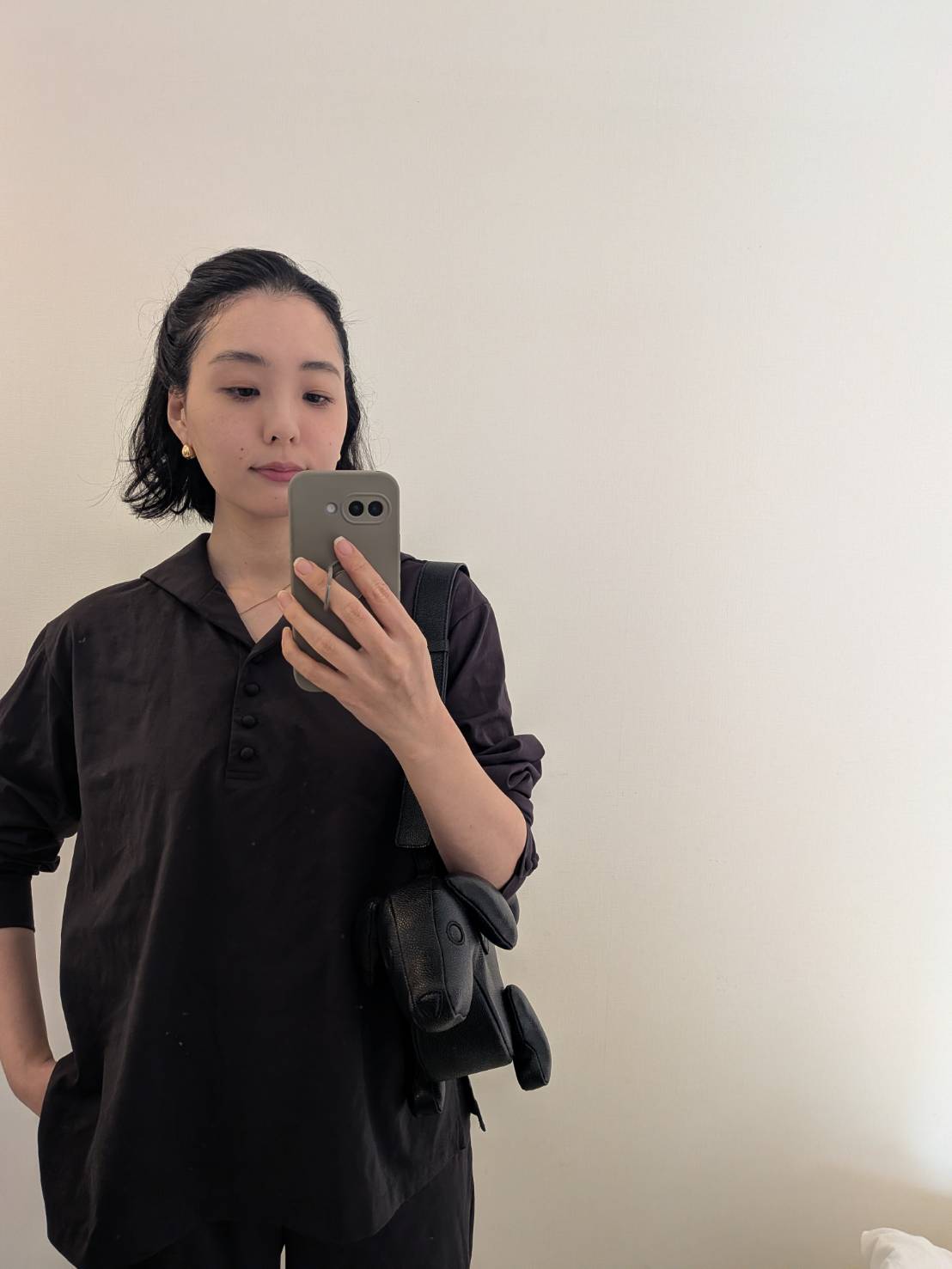 セーラーカラー　くるみボタン　ブラウスカットソー