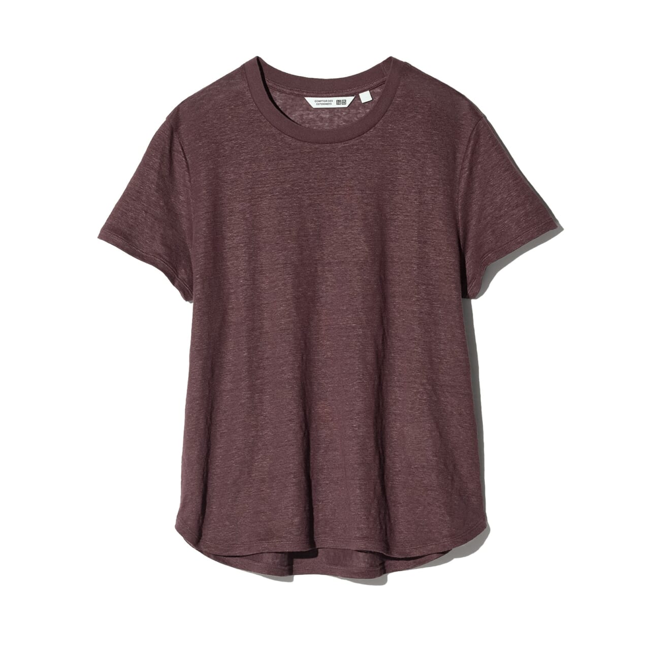 リネンクルーネックT　ワイン