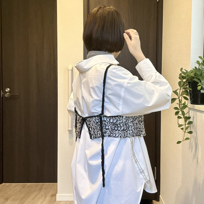 【30代ママコーデ】ニットビスチェでスタイルアップ｜最高気温11度の154cmコーデ