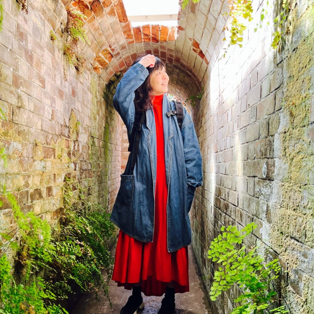 Curensology(カレンソロジー)/ウールハイネックギャザーワンピース 江の島　サムエル・コッキング苑　サムエル・コッキング温室遺構