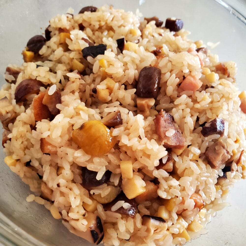 ナタリーさん作　栗原はるみさん「レンジ中華おこわ」　レンジ後