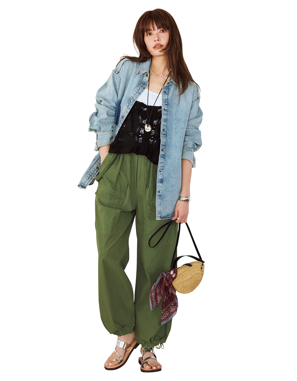 デニムシャツ コーデ垣内彩未さん