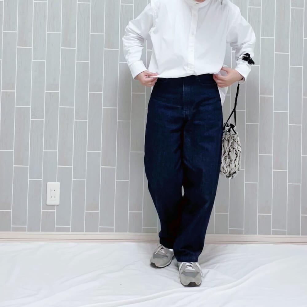 無印良品　スタンドカラー長袖ロングシャツ