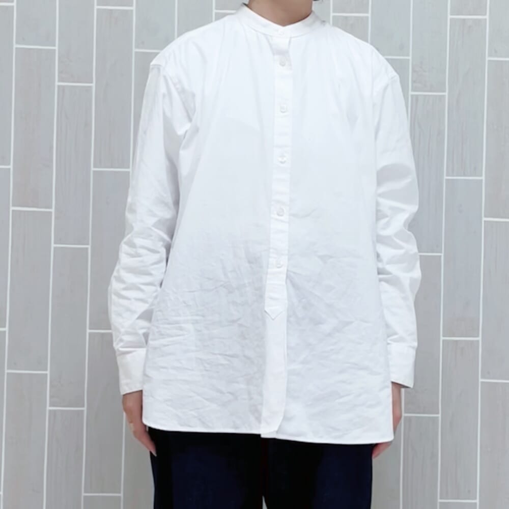 無印良品　スタンドカラー長袖ロングシャツ