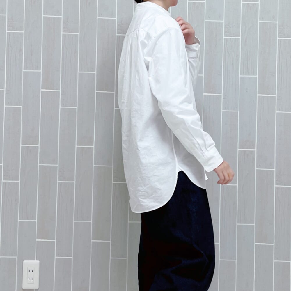 無印良品　スタンドカラー長袖ロングシャツ