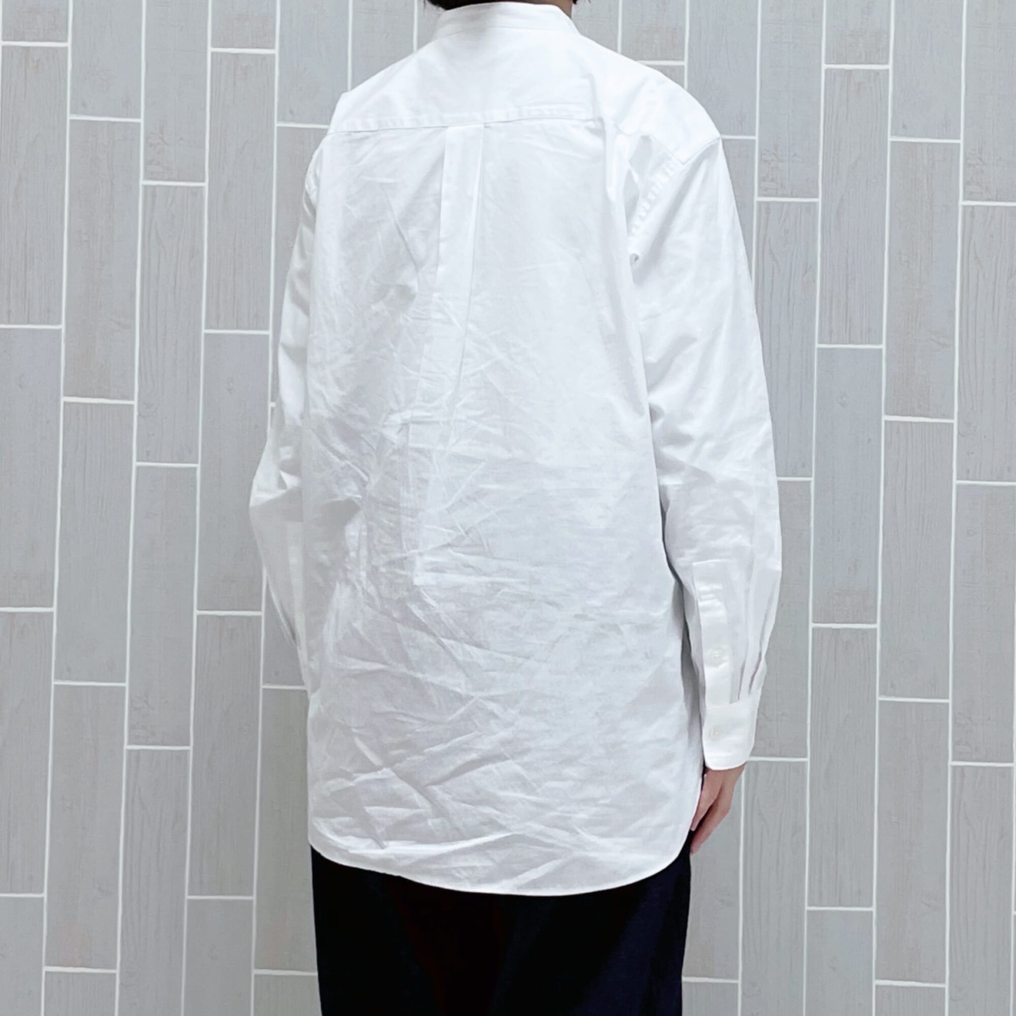無印良品　スタンドカラー長袖ロングシャツ