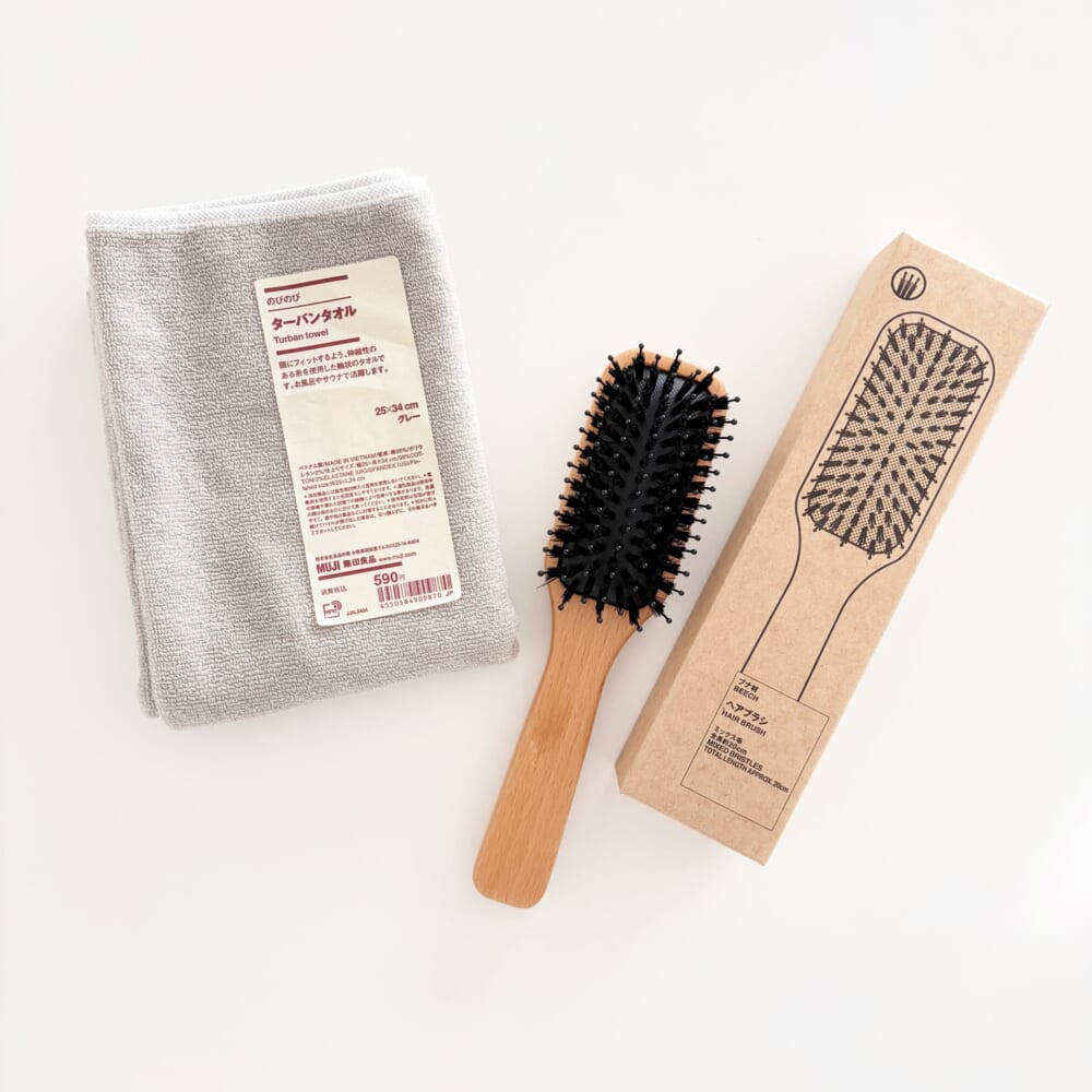 無印良品 ターバンタオル ヘアブラシ