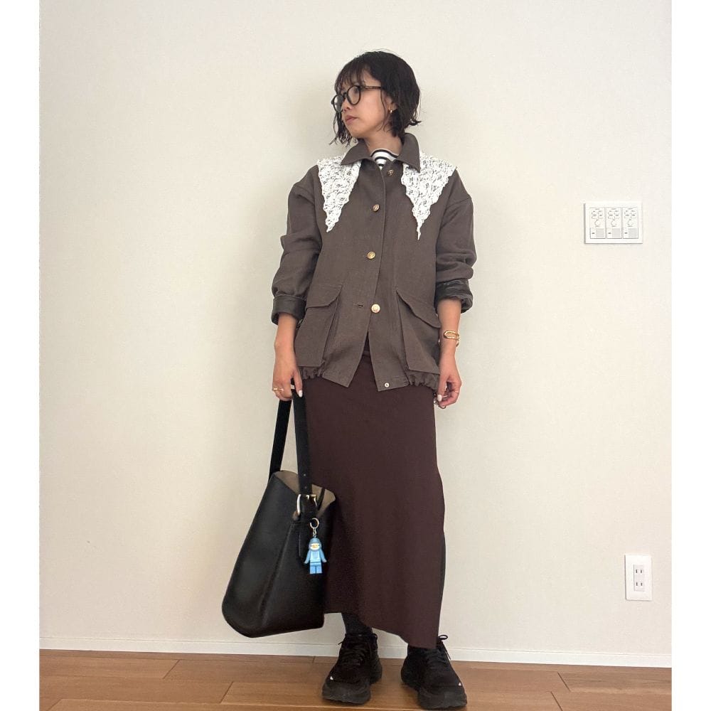 春コーデ　レース　スカーフ