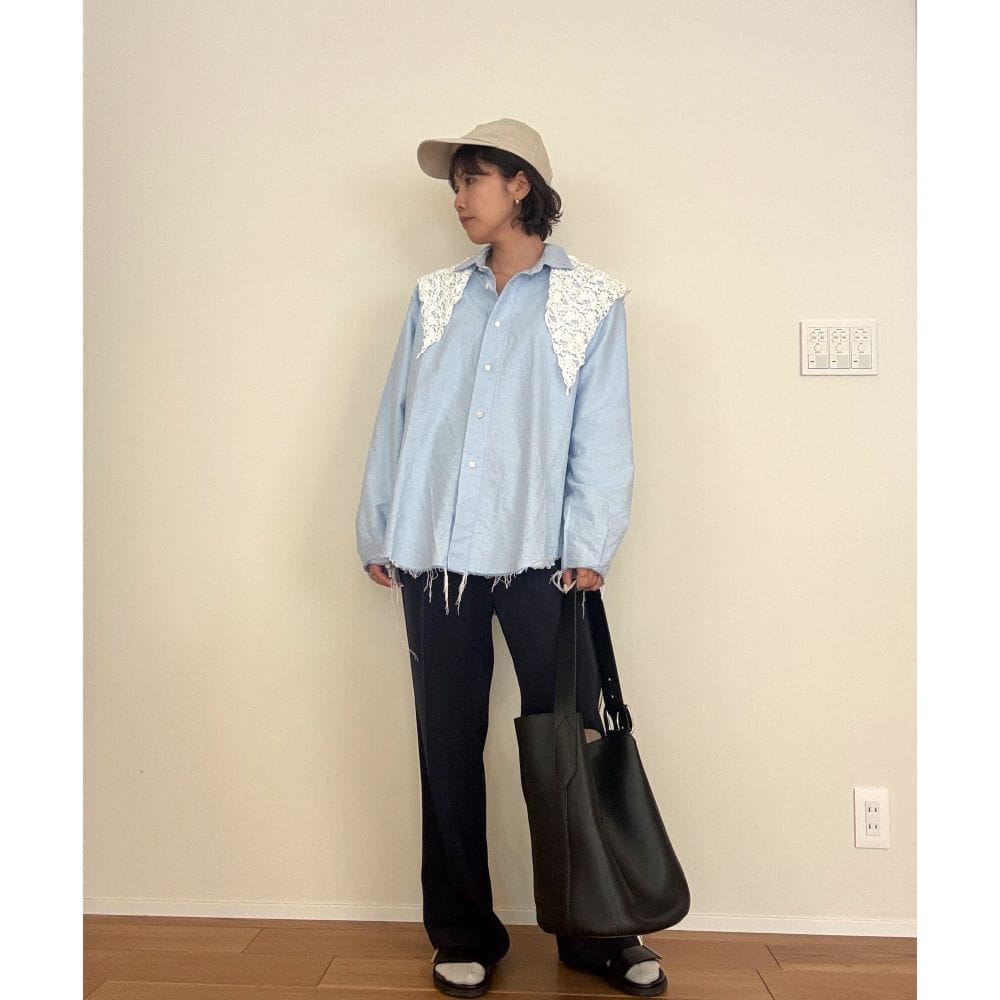 春コーデ　レース　スカーフ