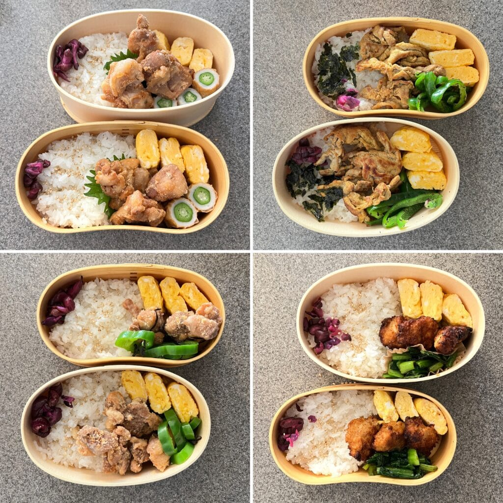 アイコさん作の曲げわっぱ弁当集合