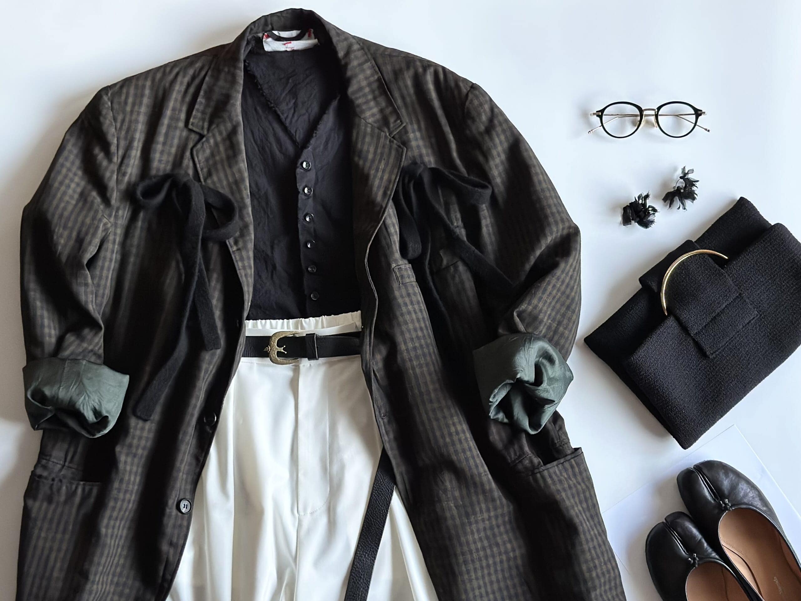 conte イージーパンツコーデ　ヴィンテージジャケット