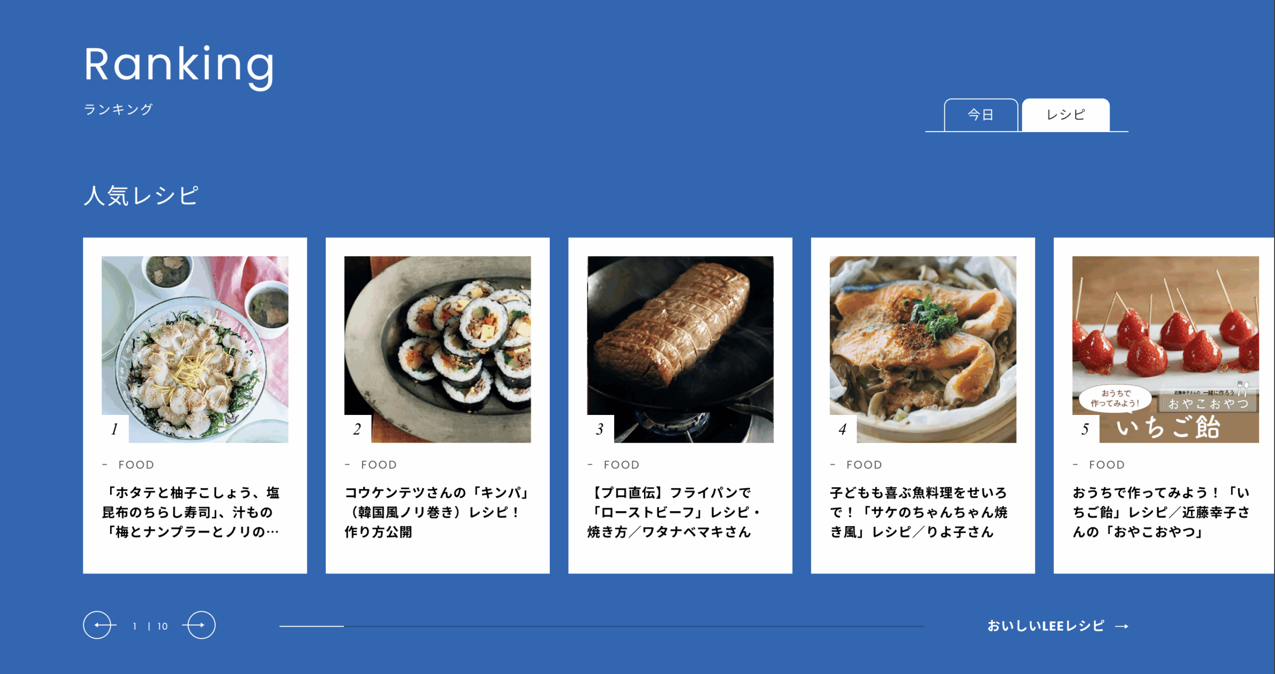 LEEwebレシピランキング、PCでの見え方
