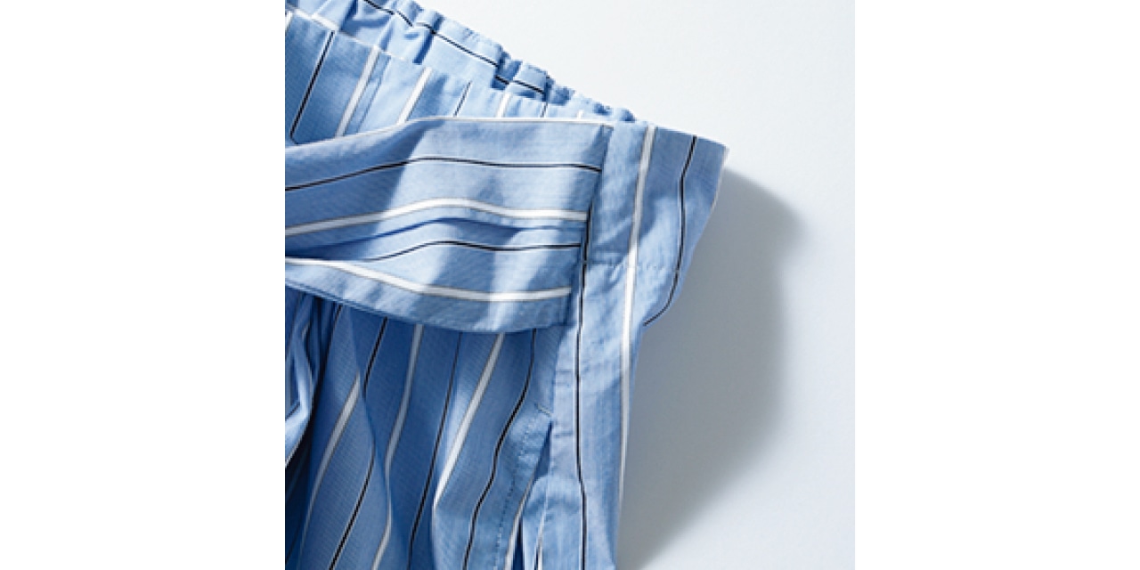 袖を両端に縫いつけて腰巻き風に。