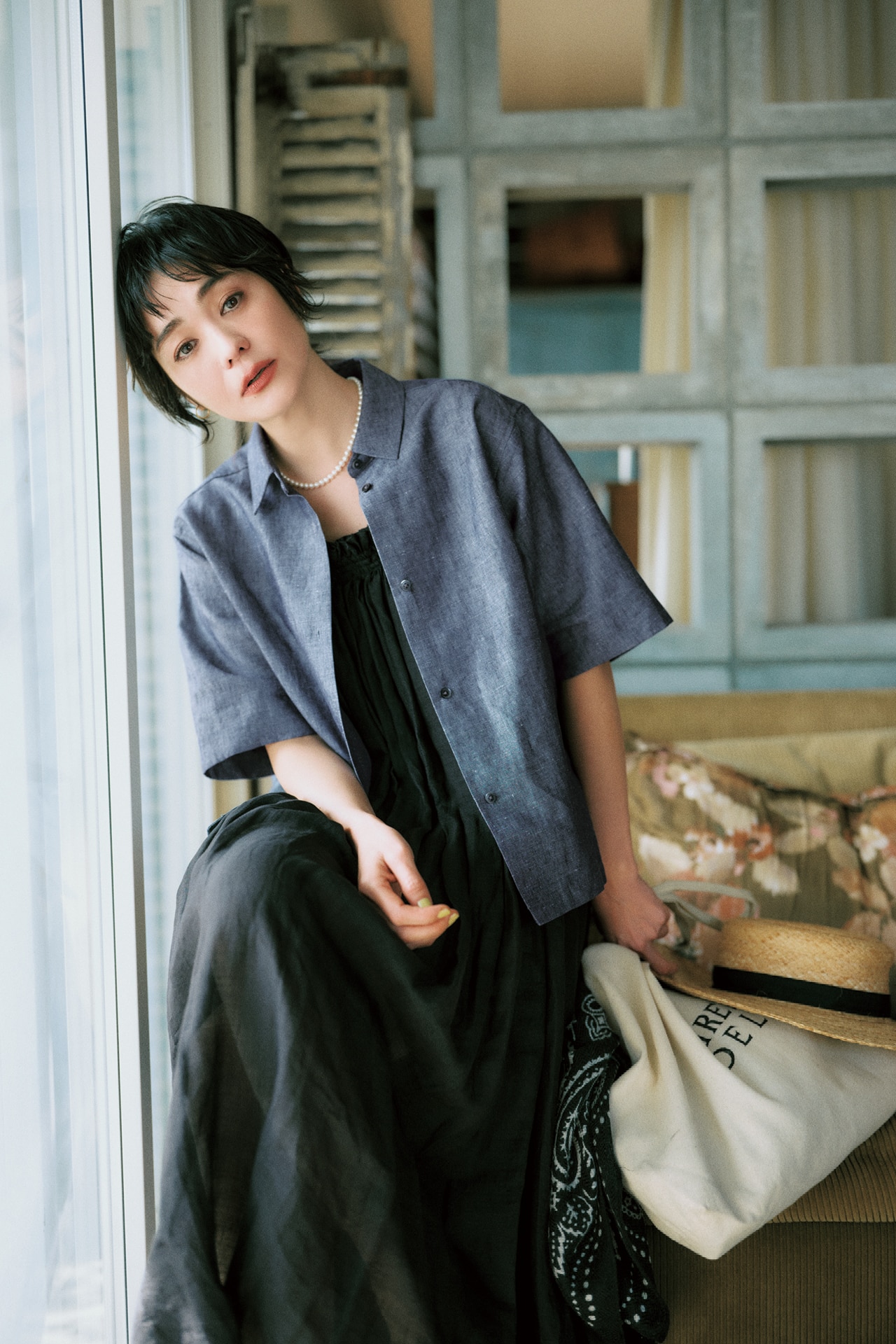 竹下玲奈さんの20th Anniv. LEE限定 12closet（トゥエルブクローゼット）【洗える】【石上美津江さんコラボ】シャンブレーシャツのコーデ