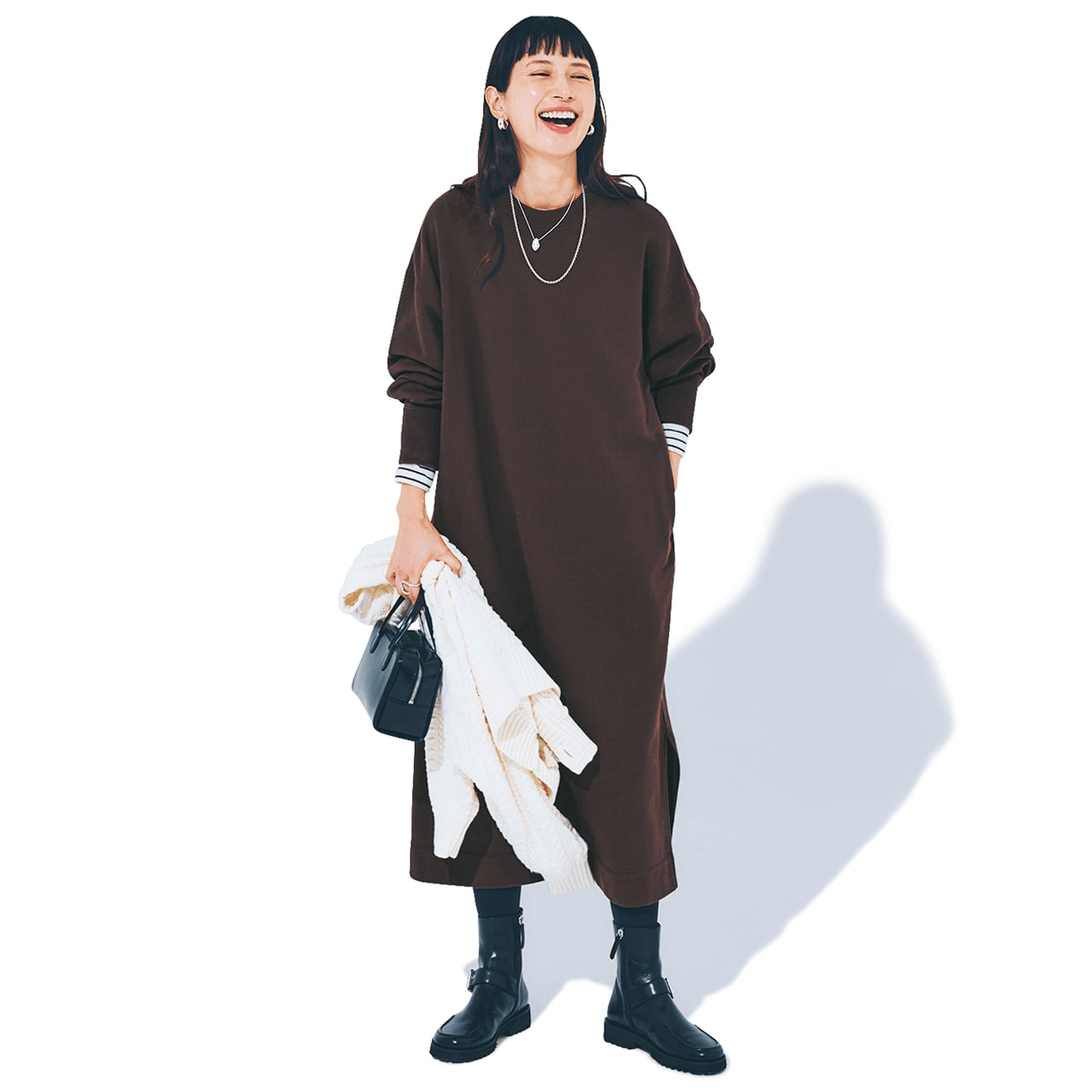 【12closet】「USAコットン 洗える スウェットワンピース」のコーデ1