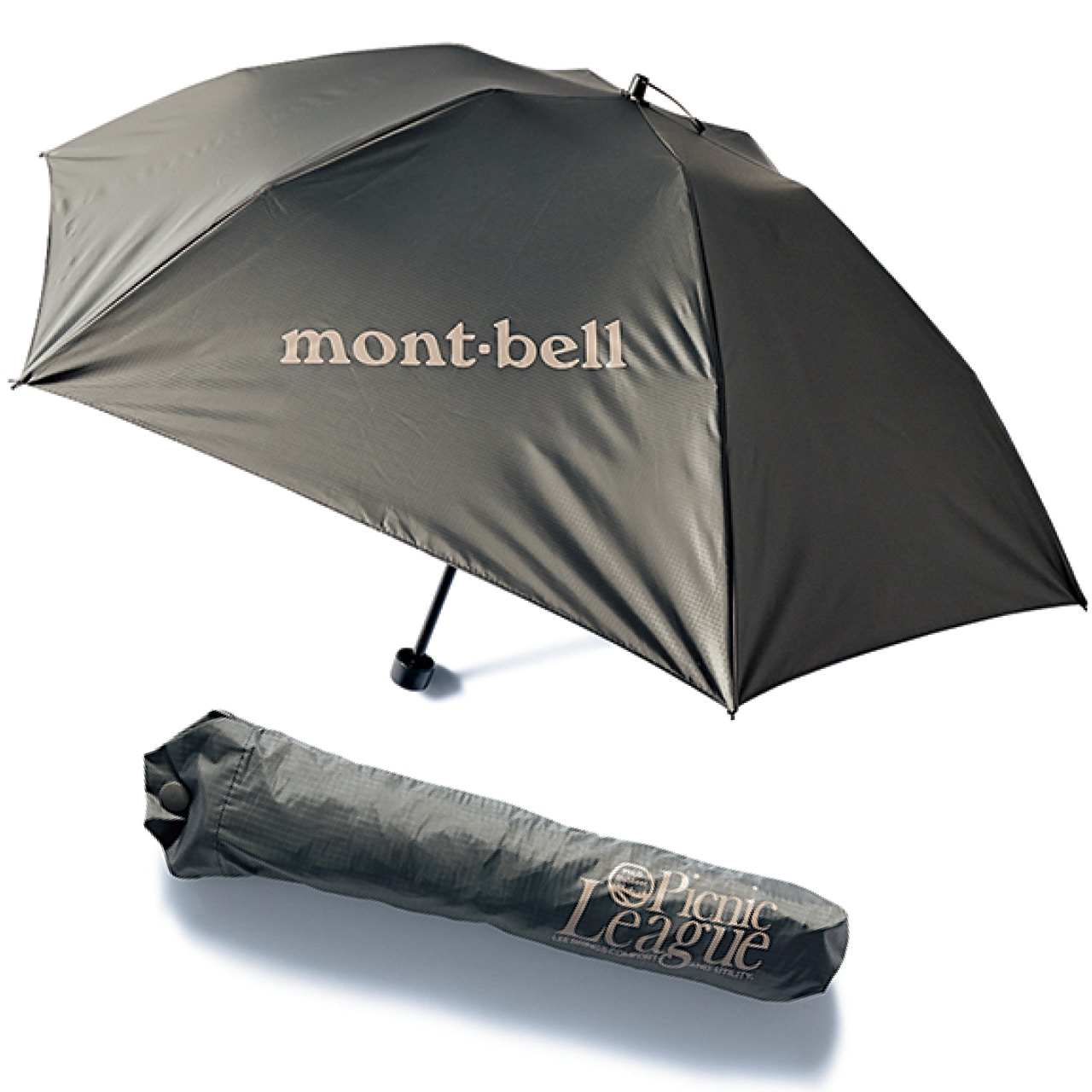 20th Anniv. LEE限定 mont-bell(モンベル)【UVカット】【晴雨兼用】【LEEマルシェ20th別注】Picnic Leagueロゴ入り/トラベルサンブロックアンブレラ50