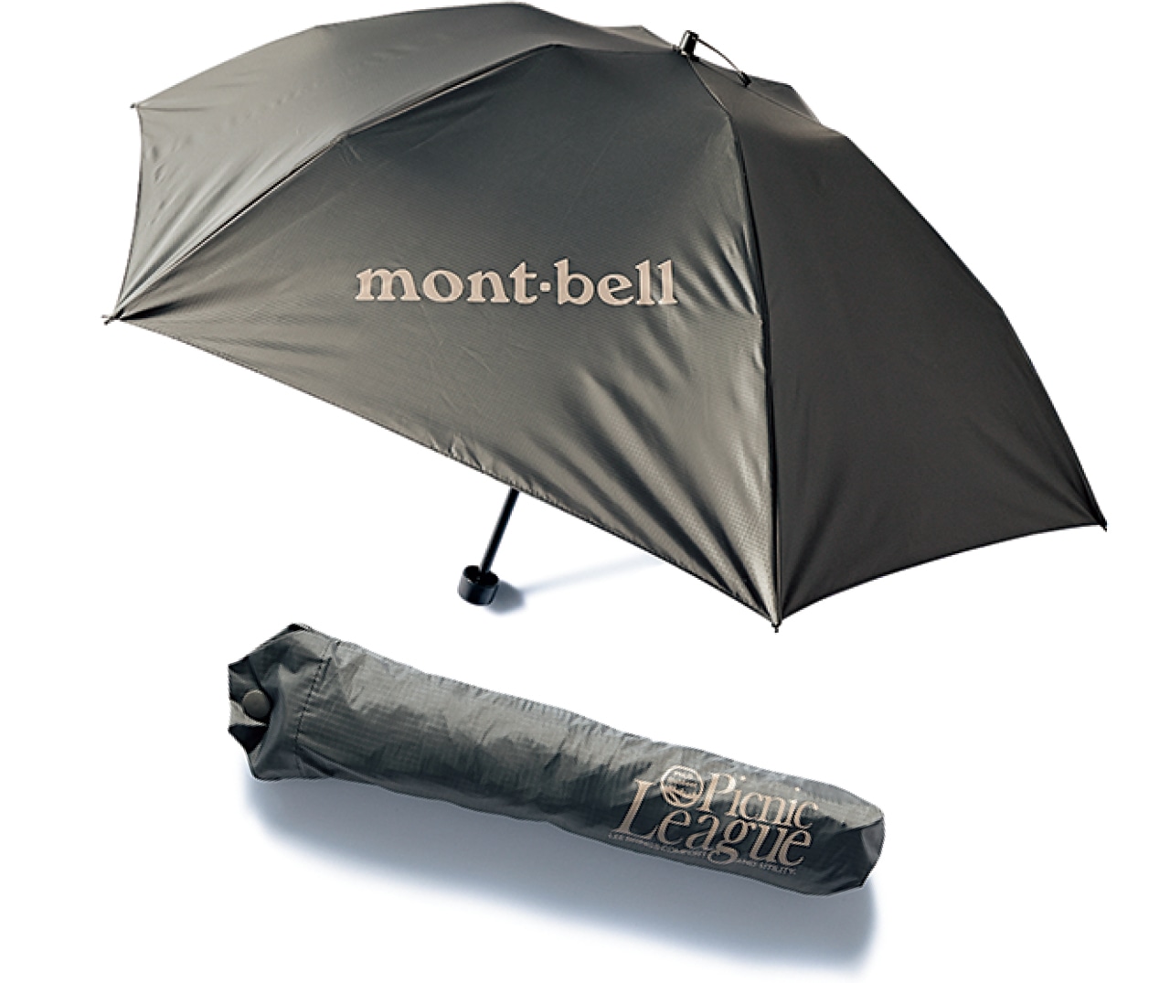 20th Anniv. LEE限定 mont-bell(モンベル)【UVカット】【晴雨兼用】【LEEマルシェ20th別注】Picnic Leagueロゴ入り/トラベルサンブロックアンブレラ50