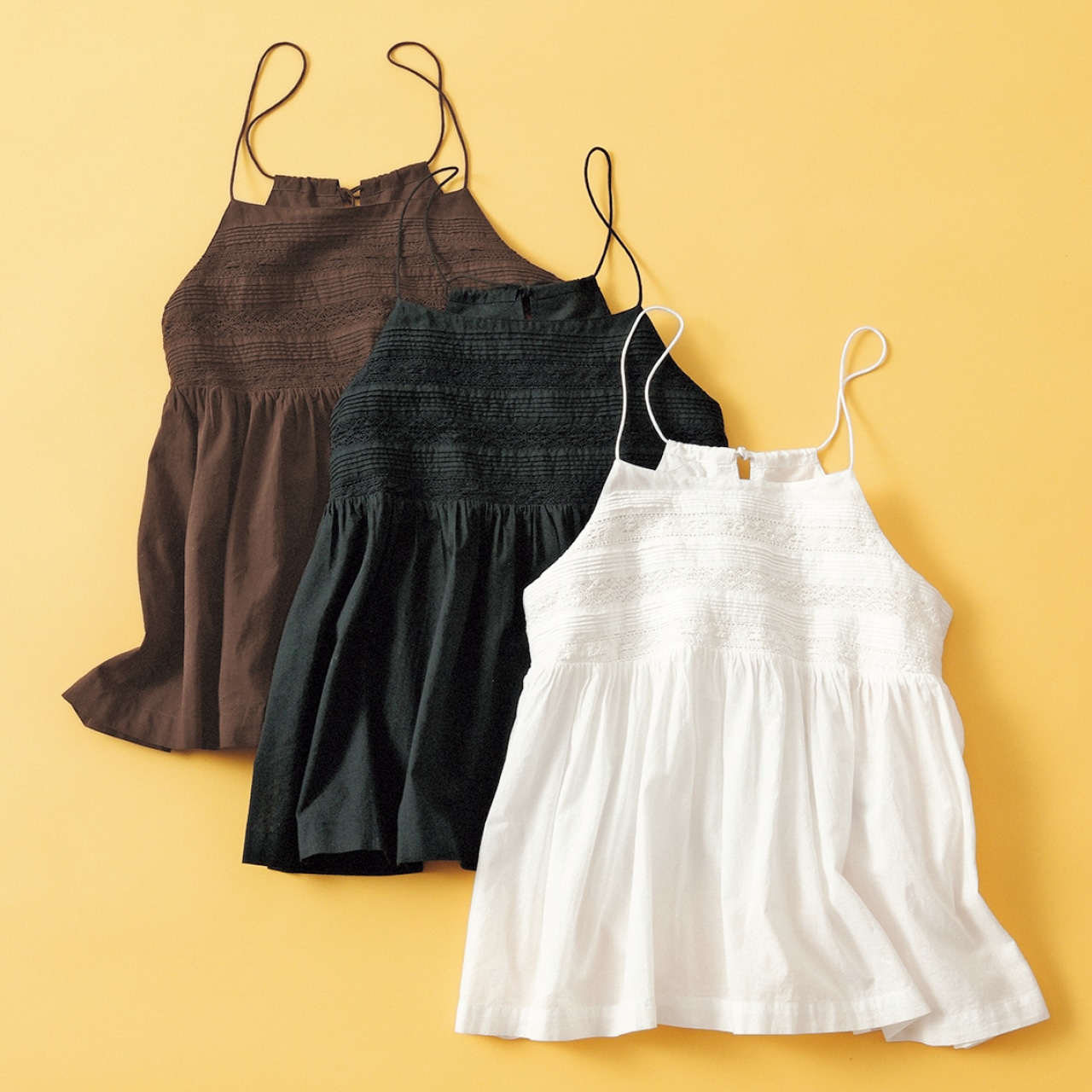 12closet（トゥエルブクローゼット）【洗える】インドコットンレース切り替えキャミソール