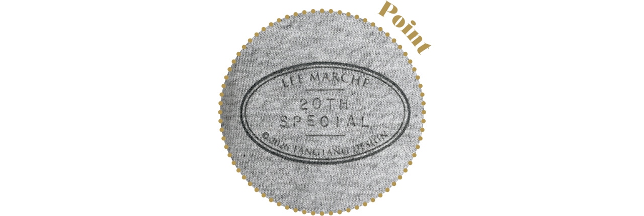 ワッペン風刻印も「LEE MARCHE 20TH SPECIAL」の特別仕様に。