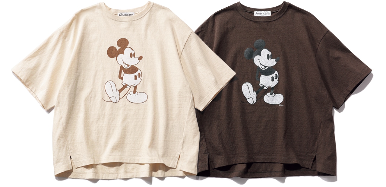 20th Anniv. LEE限定 Americana(アメリカーナ)【洗える】【LEEマルシェ20th別注】Mickey Print TEE(バッジ付き)