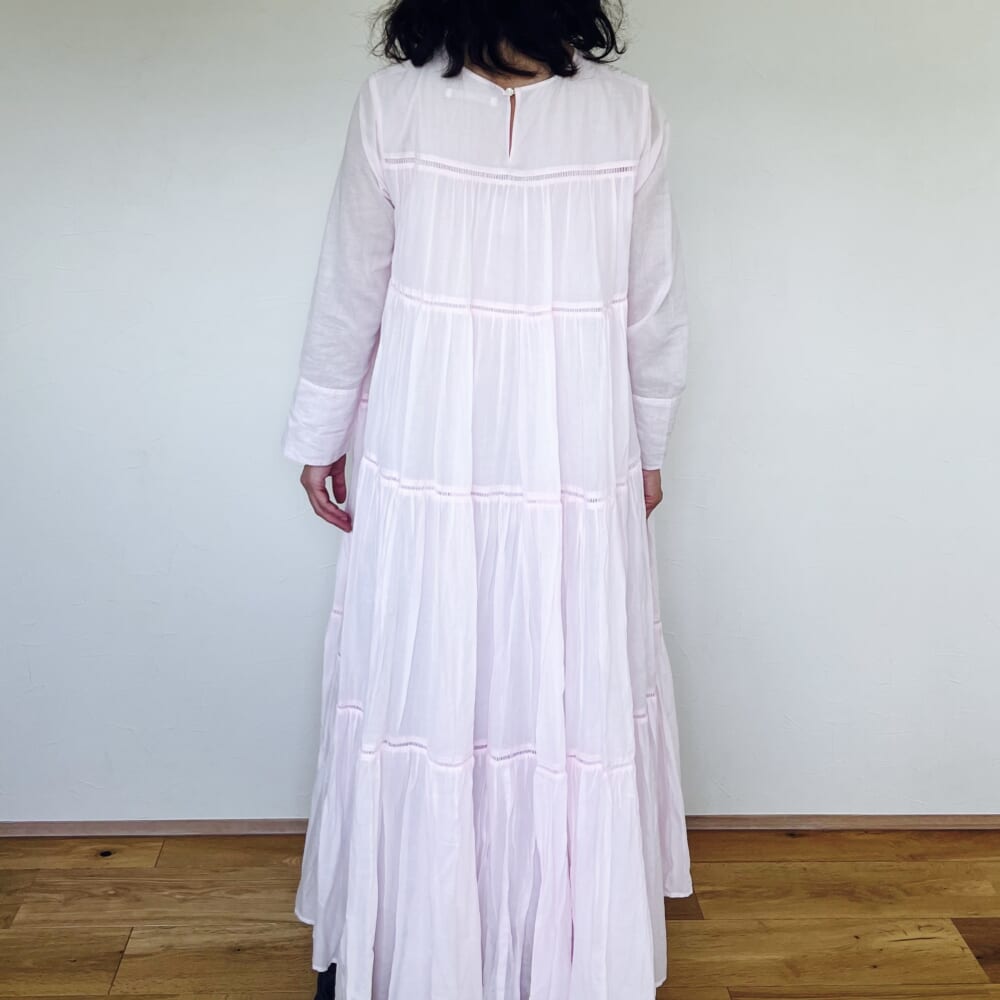 ne Quittez pas ヌキテパ コットンボイル ティアード マキシ ドレス Cotton Voile Tiered Maxi Dress さくら ピンク