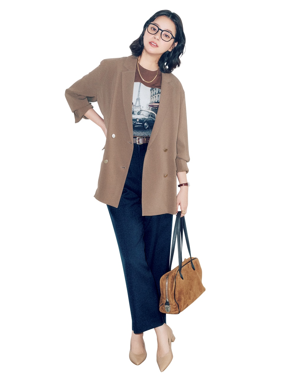 岸本セシルさん ジャケットコーデ 