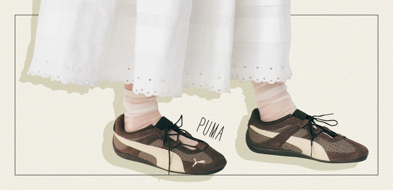 靴［スピードキャット ゴー］￥13200／プーマ お客様サービス　靴下￥1100／タビオ（靴下屋）