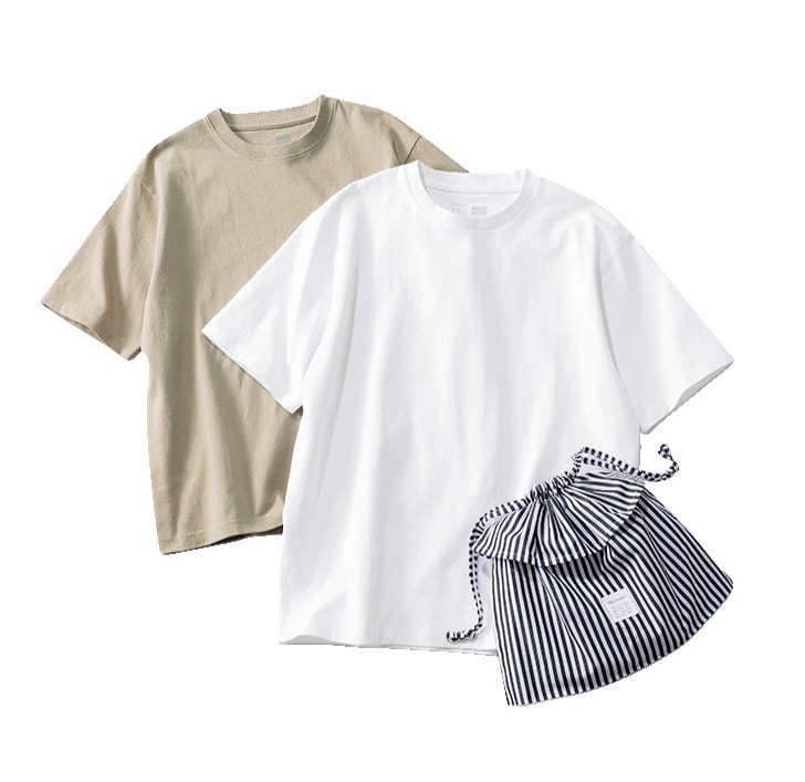 12closet
【洗える】大人に似合う・巾着つき USAコットンTシャツ（2枚入り）