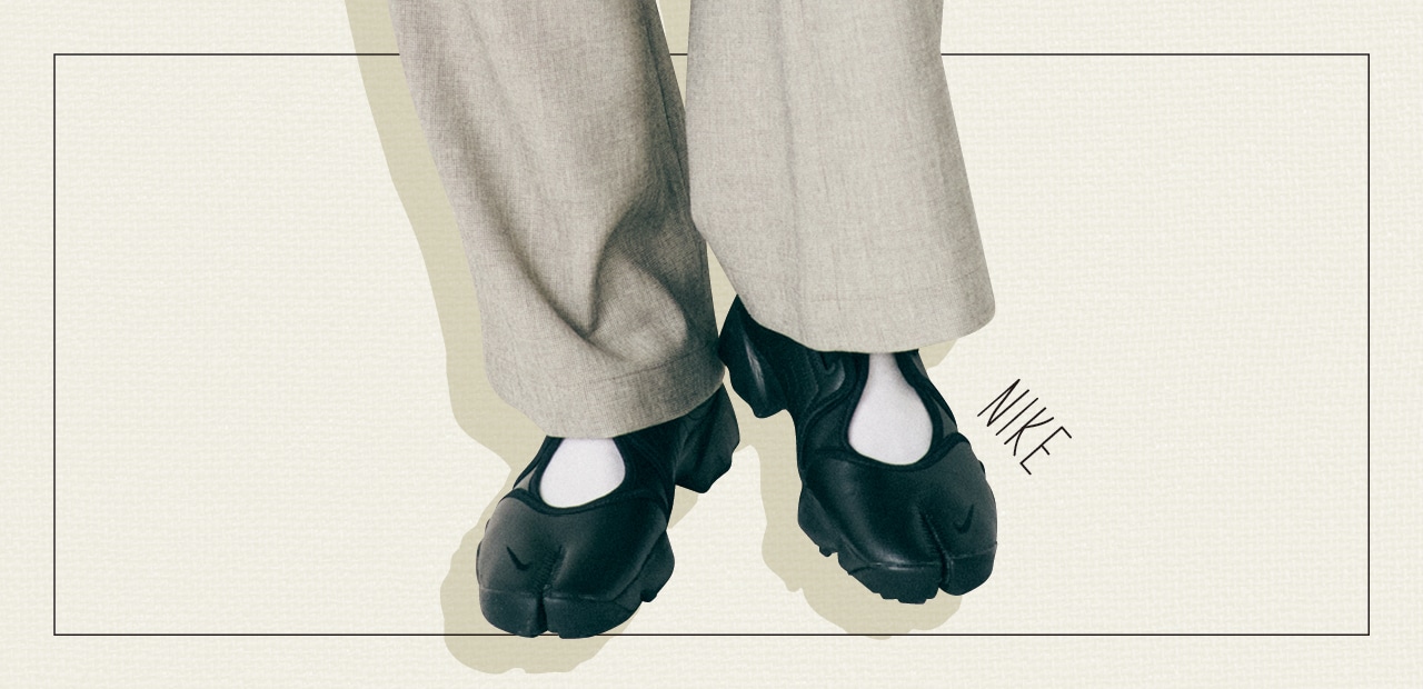 靴［エア リフト］￥17930／ヘリンボーンフットウェア（ナイキ）　靴下￥770／タビオ（靴下屋）