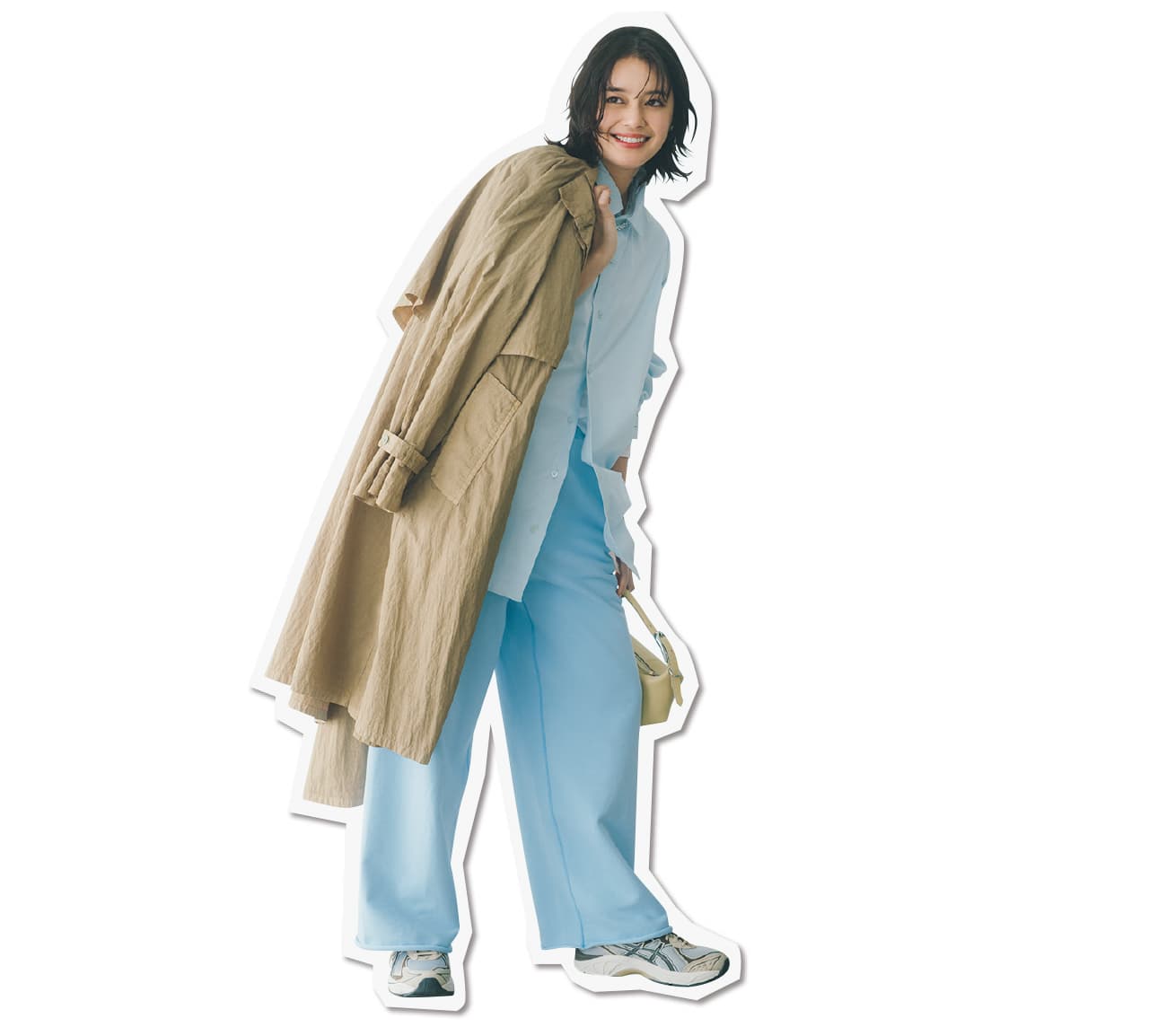 岸本セシルさん ブルーのパンツコーデ