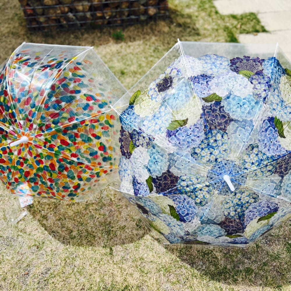 フェリシモ　雨空に咲きこぼれる紫陽花の傘　津軽びいどろの風鈴傘