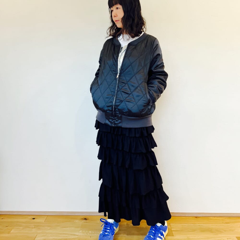 adidas JABBAR LO ATMOS / アディダス ジャバ― LO アトモス n'OrLABEL　配色キルティングブルゾン EM ティアードフリル ニットスカート