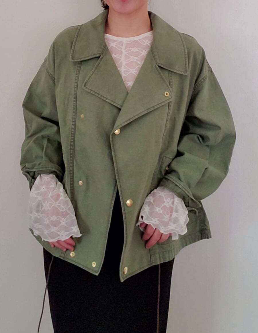 【SLOBE IENA】レーススリーブブラウスの甘辛ミックスコーデ