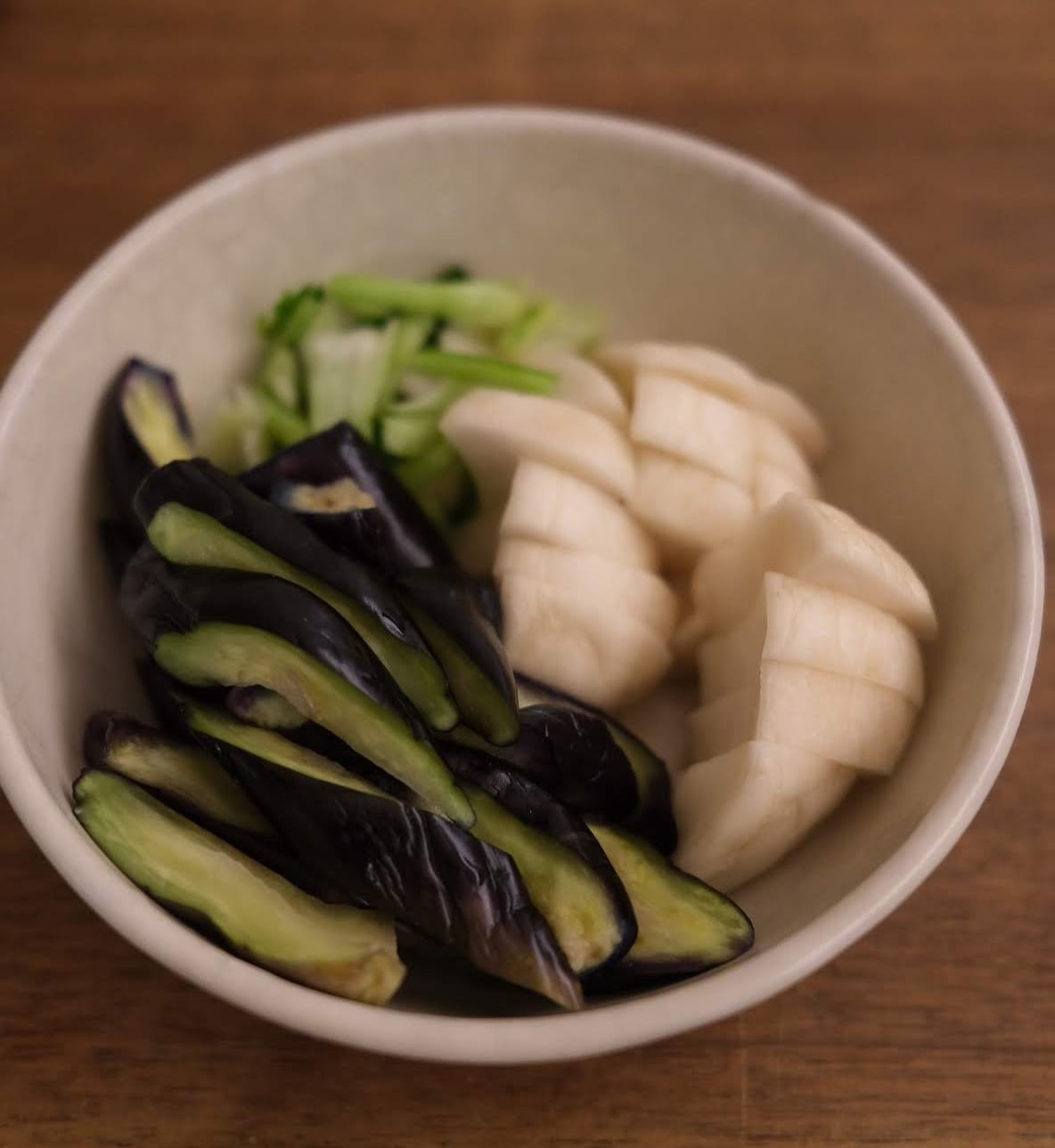 糠漬け：カブとカブの葉、茄子