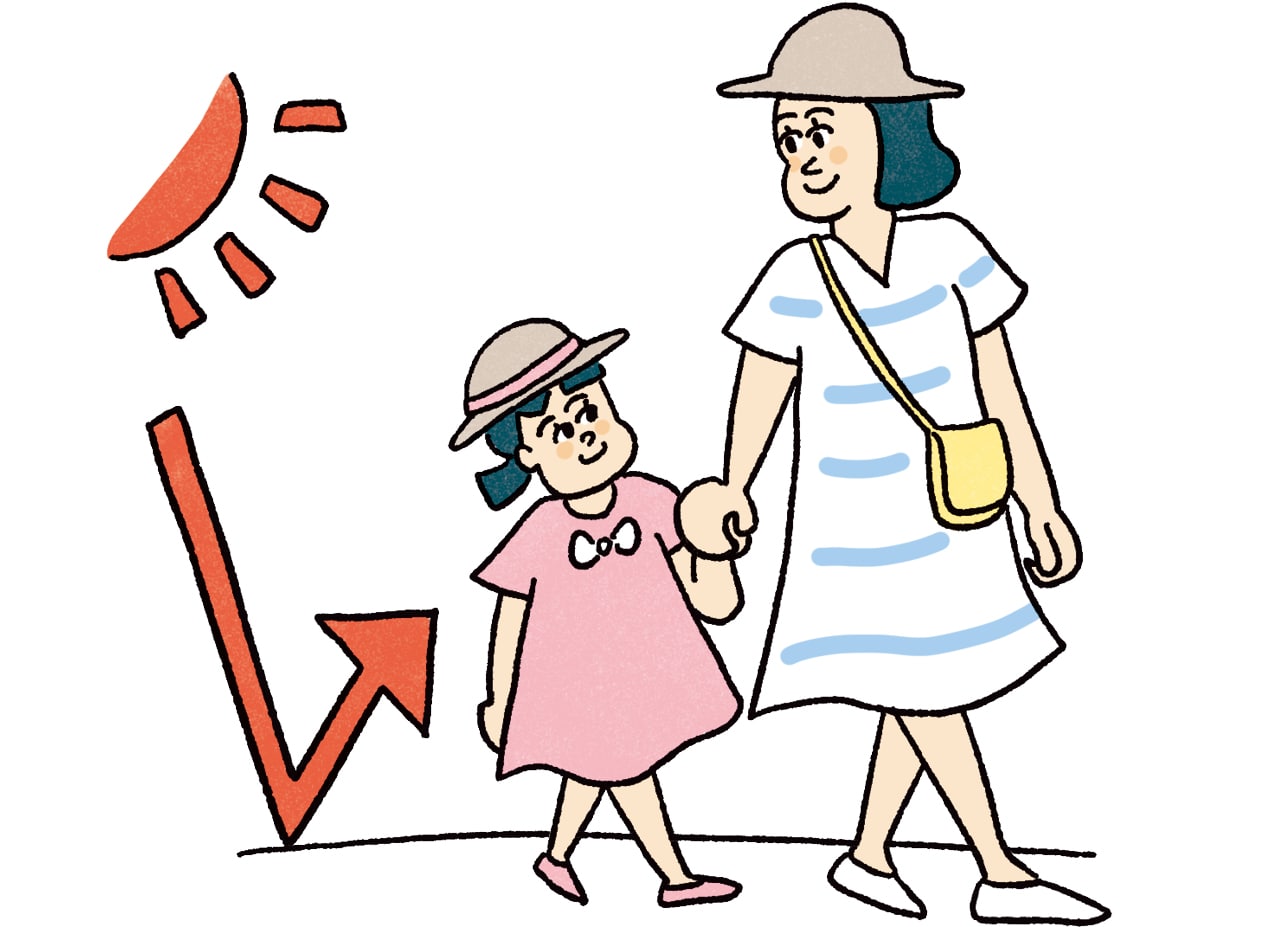 大人より、地面に近い子どもは紫外線の照り返しの影響を受けやすい